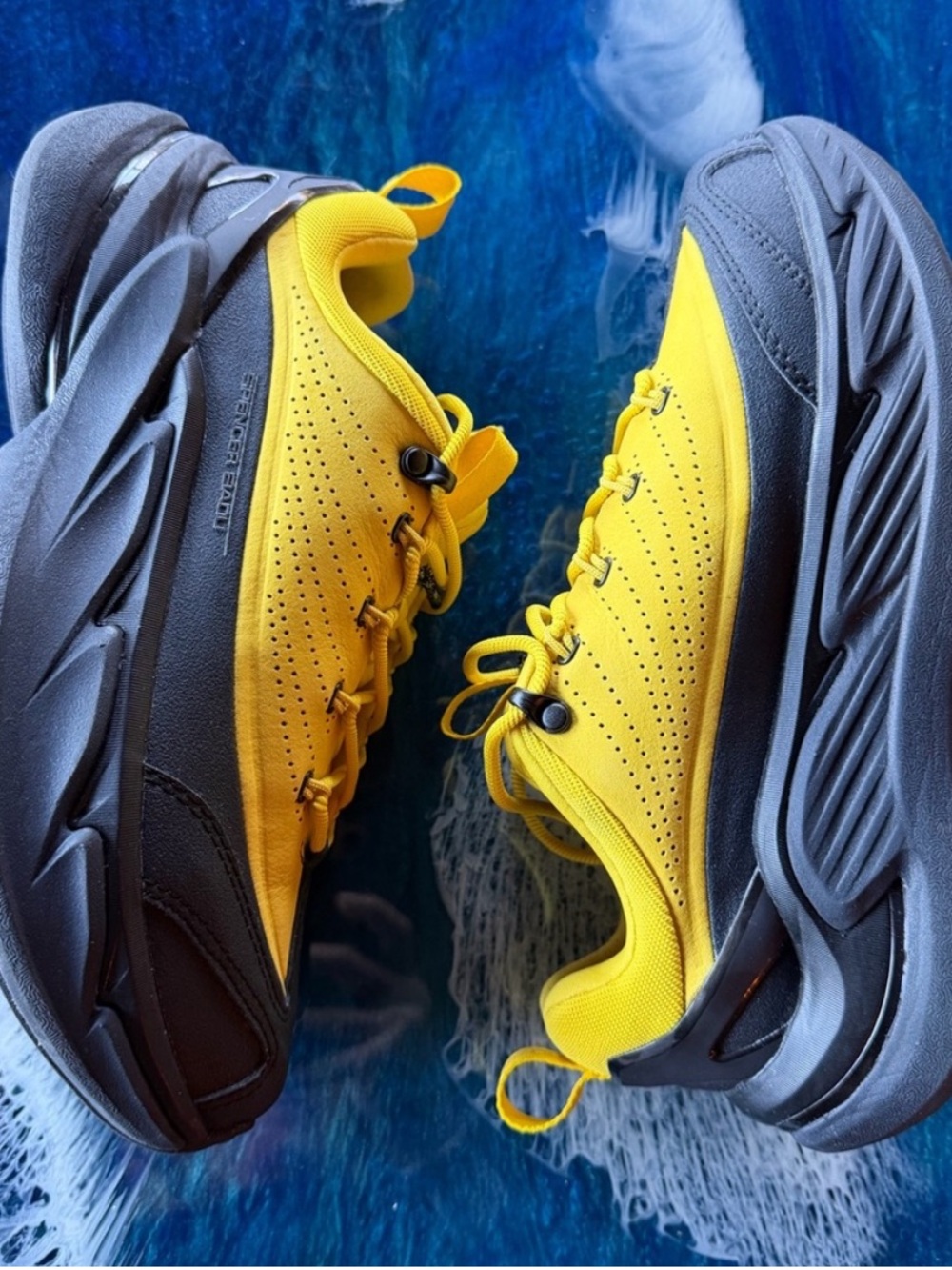 Hoka Elevon X Spencer Badu Athletic Sneakers in Yellow and Black